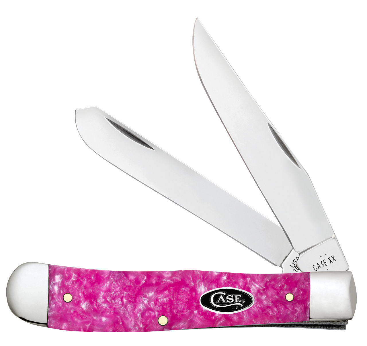 Case Trapper Pink Crackle Kirinite 16160 Stainless Pocket Knife