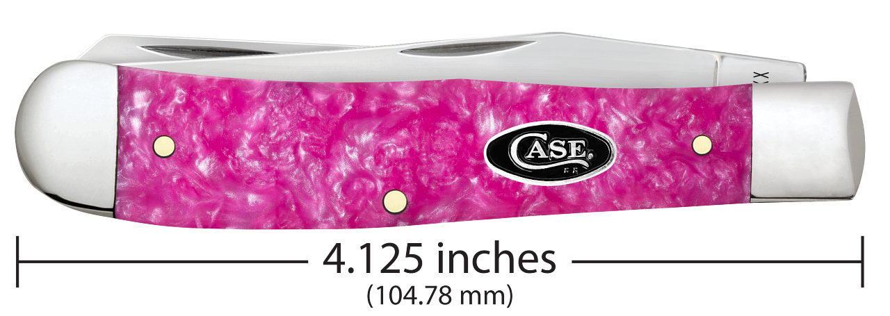 Case Trapper Pink Crackle Kirinite 16160 Stainless Pocket Knife