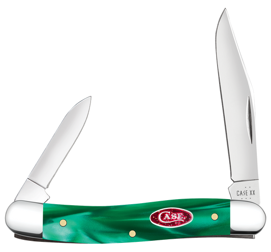 Case Medium Pen Green Pearl Kirinite 24412 Stainless Pocket Knife
