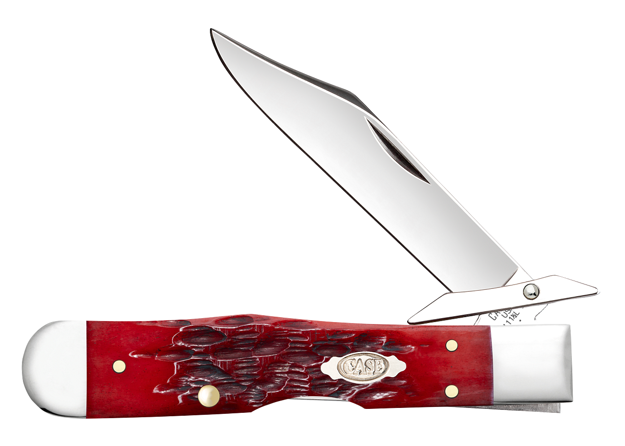 Case Dark Red Bone Peach Seed Jig Cheetah Cub