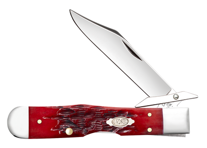 Case Dark Red Bone Peach Seed Jig Cheetah Cub