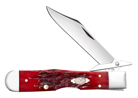 Case Dark Red Bone Peach Seed Jig Cheetah Cub