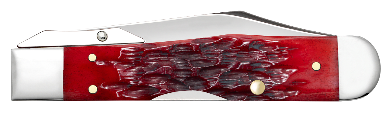Case Dark Red Bone Peach Seed Jig Cheetah Cub