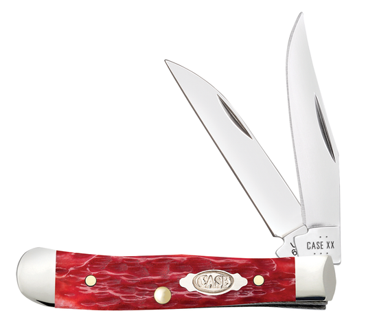 Case Tiny Trapper Peachseed Dark Red Bone 31944 Carbon Steel Pocket Knife