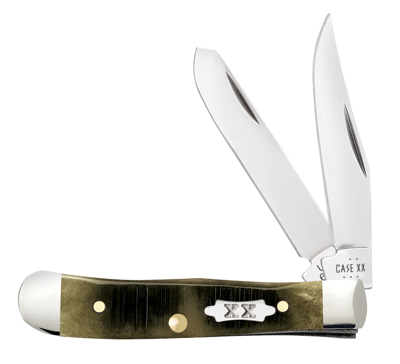 Case Tiny Trapper Sawcut Olive Green Bone 39231 Stainless Pocket Knife