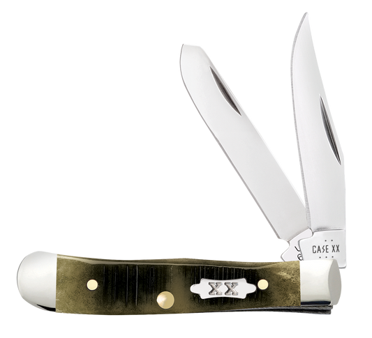 Case Tiny Trapper Sawcut Olive Green Bone 39231 Stainless Pocket Knife
