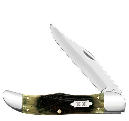 Case Folding Hunter Sawcut Olive Green Bone 39234 Stainless Pocket Knife