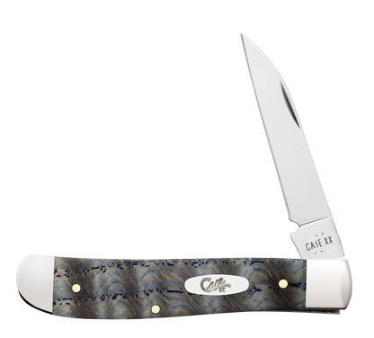 Case Smooth Blue Curly Oak Wood Mini Trapper