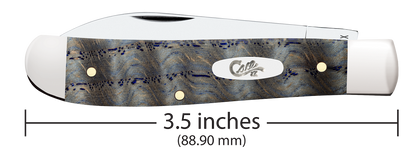 Case Smooth Blue Curly Oak Wood Mini Trapper