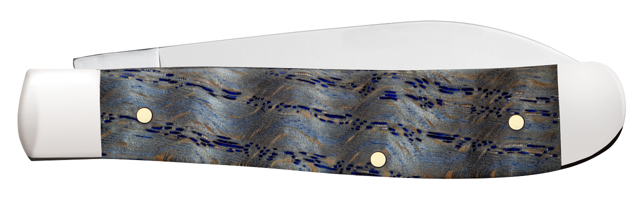 Case Smooth Blue Curly Oak Wood Mini Trapper