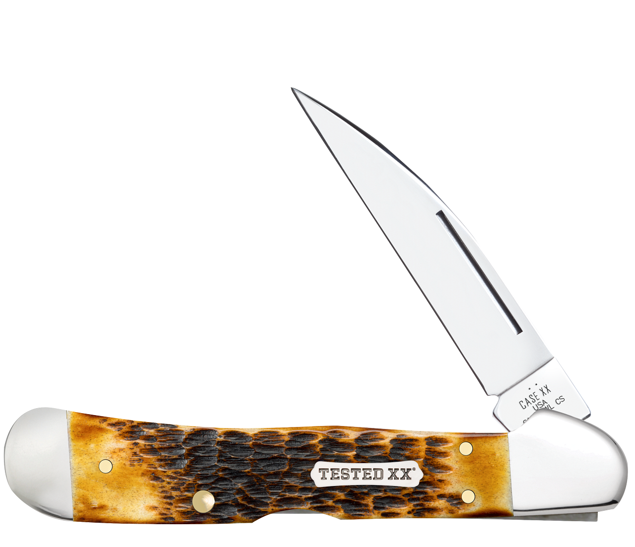 Case Copperlock Jig Burnt Amber Bone 51392 Carbon Steel Pocket Knife