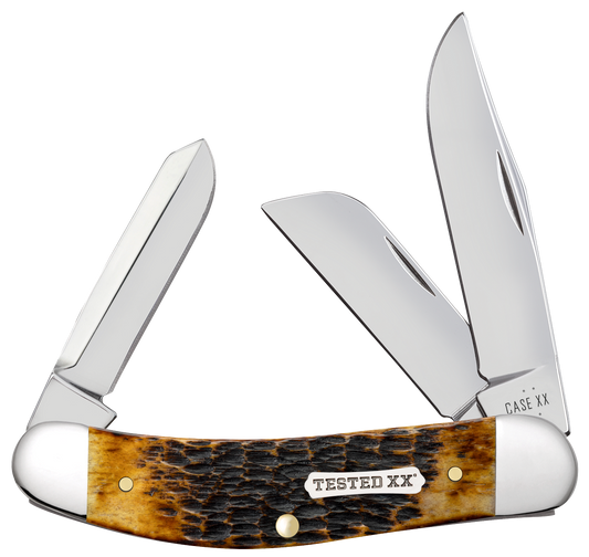 Case Sowbelly Stockman Jig Burnt Amber Bone 51393 Carbon Steel Knife