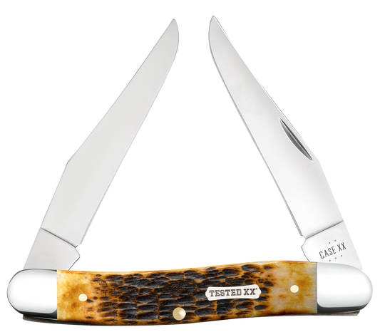 Case Muskrat Jig Burnt Amber Bone 51395 Carbon Steel Pocket Knife