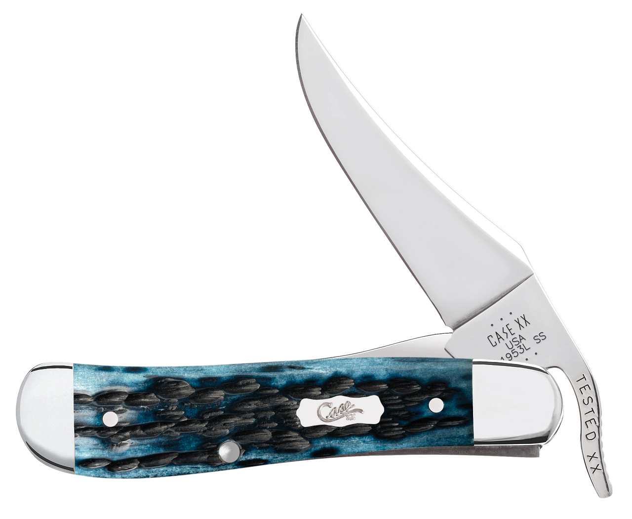 Case Russlock Pocket Worn Mediterranean Blue Bone 51859 Stainless Knife