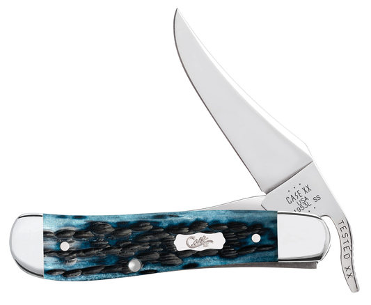Case Russlock Pocket Worn Mediterranean Blue Bone 51859 Stainless Knife