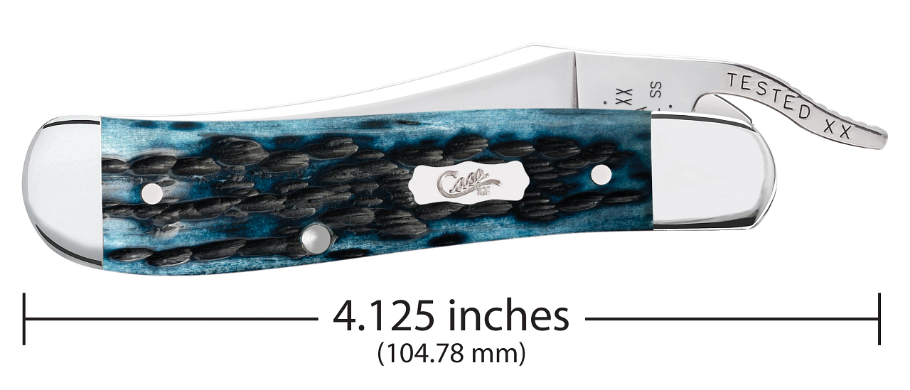 Case Russlock Pocket Worn Mediterranean Blue Bone 51859 Stainless Knife