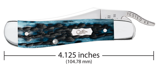 Case Russlock Pocket Worn Mediterranean Blue Bone 51859 Stainless Knife