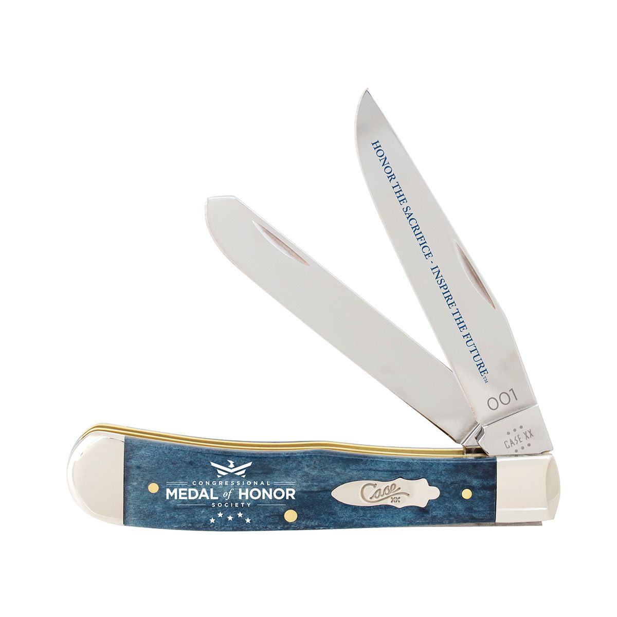 Case Trapper Medal of Honor Mediterranean Blue Bone Stainless Pocket Knife