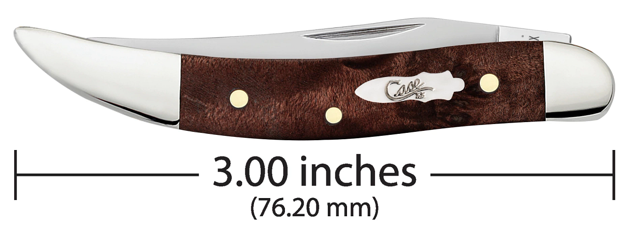 Case Toothpick Smooth Maple Burl Wood Stainless Pocket Knife