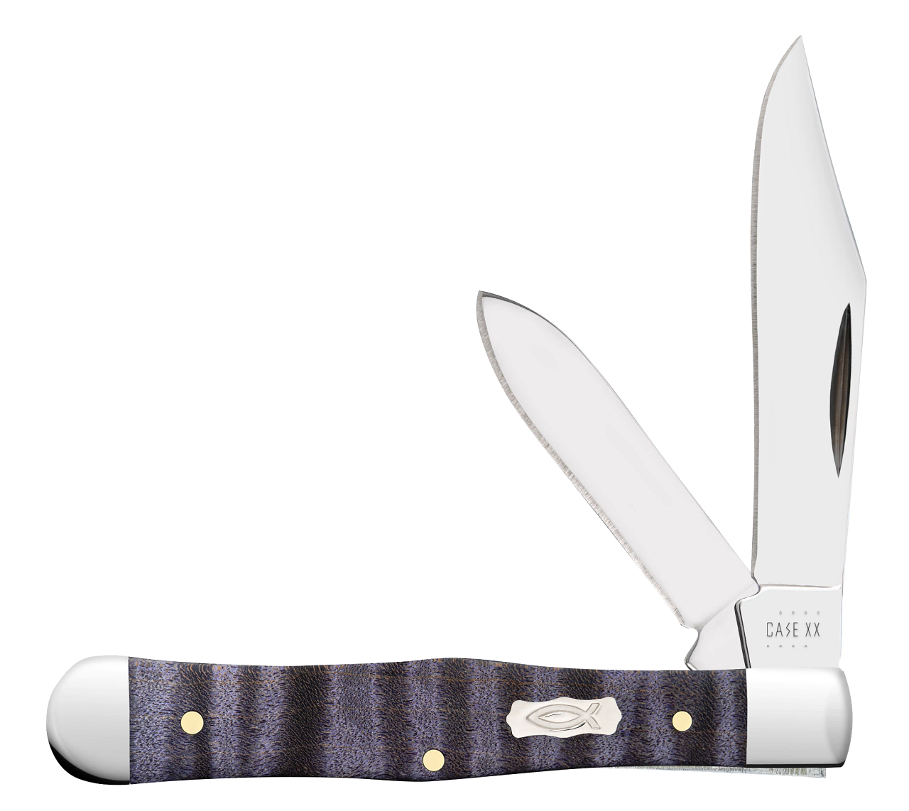 Case Swell Center Jack 80543 Purple Curly Maple Wood Stainless Pocket Knife