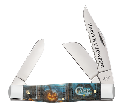 Case Large Stockman Halloween Colorwash Natural Bone 13366 Pocket Knife