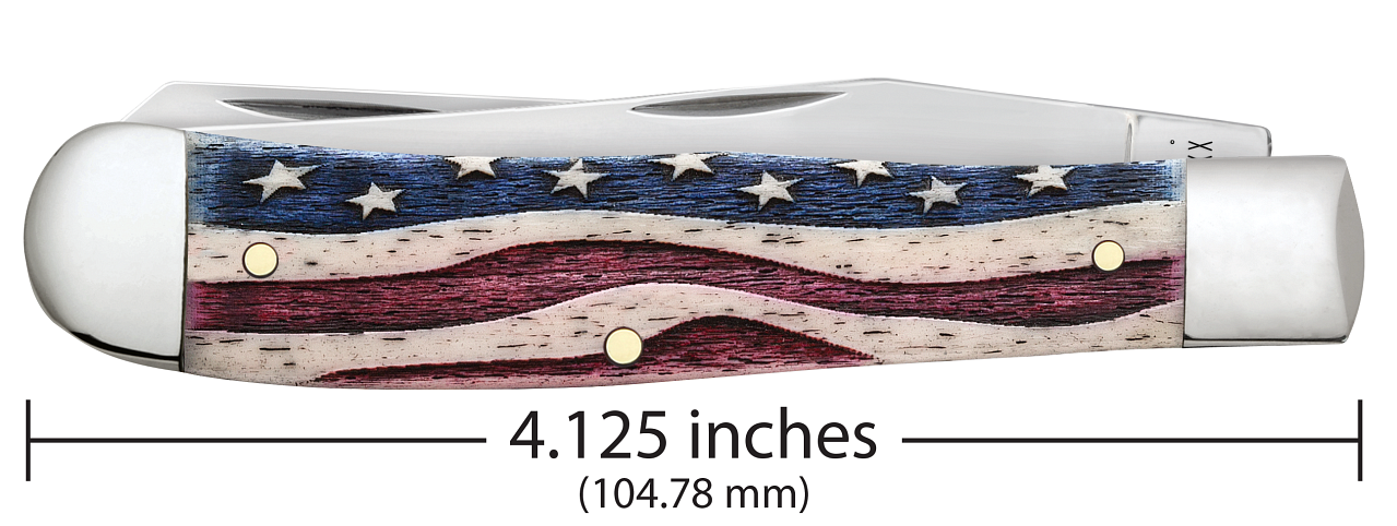 Case Star Spangled Banner Natural Bone Trapper Stainless Pocket Knife 64132