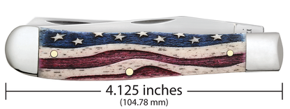 Case Star Spangled Banner Natural Bone Trapper Stainless Pocket Knife 64132