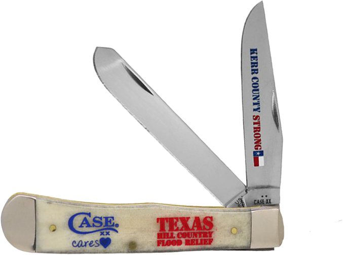 Case Trapper Texas Flood Relief Natural Bone Stainless Pocket Knife