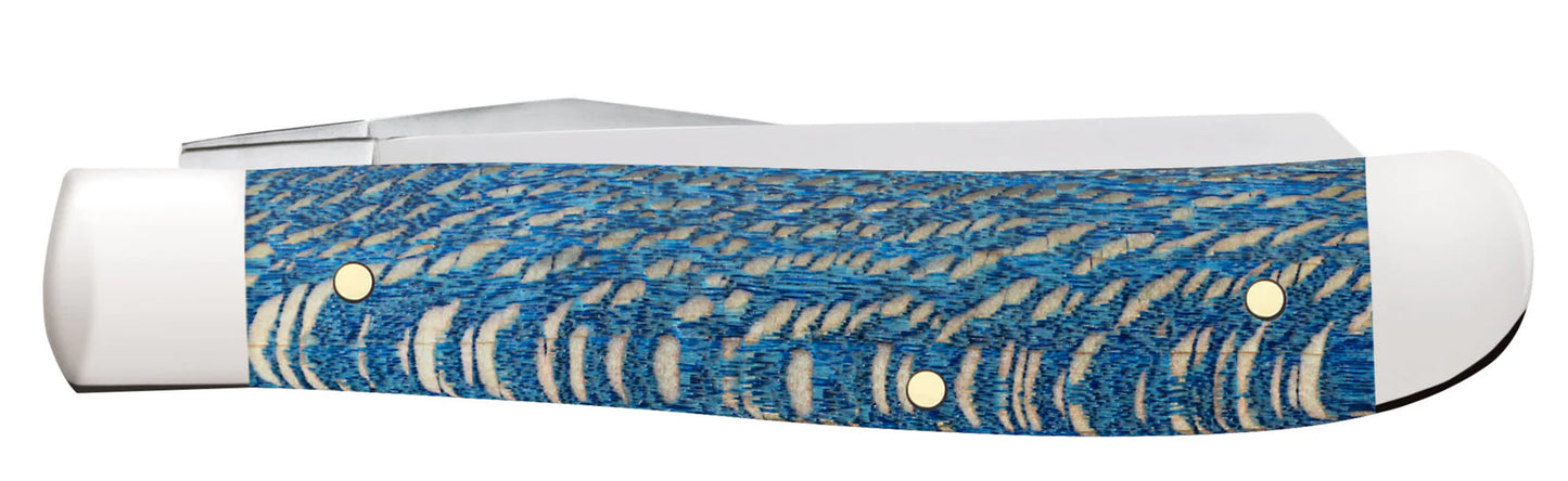 Case Knives Smooth Blue Sycamore Wood Mini Trapper